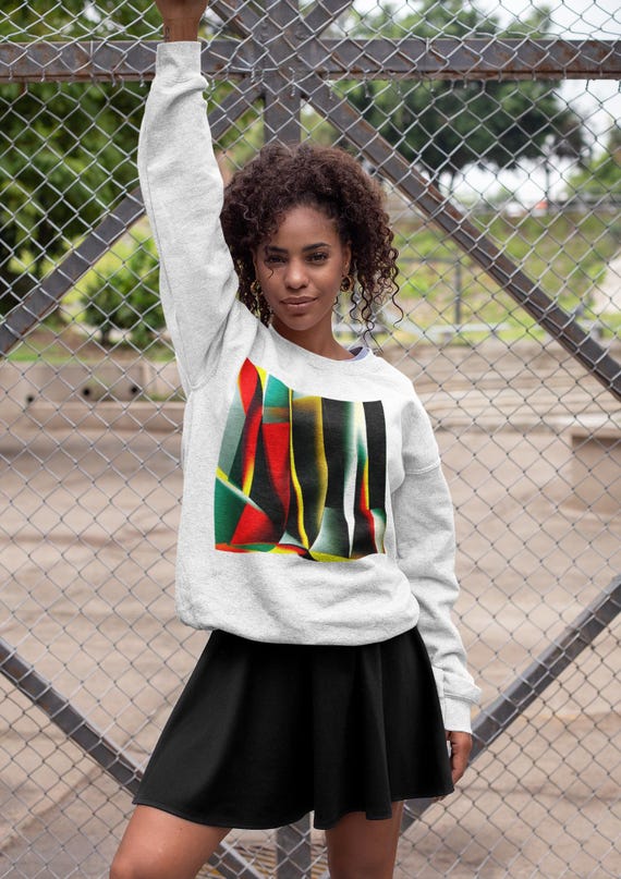 K#408 - Abstract Retro Sweatshirt – Vibrant Colors in Art Design