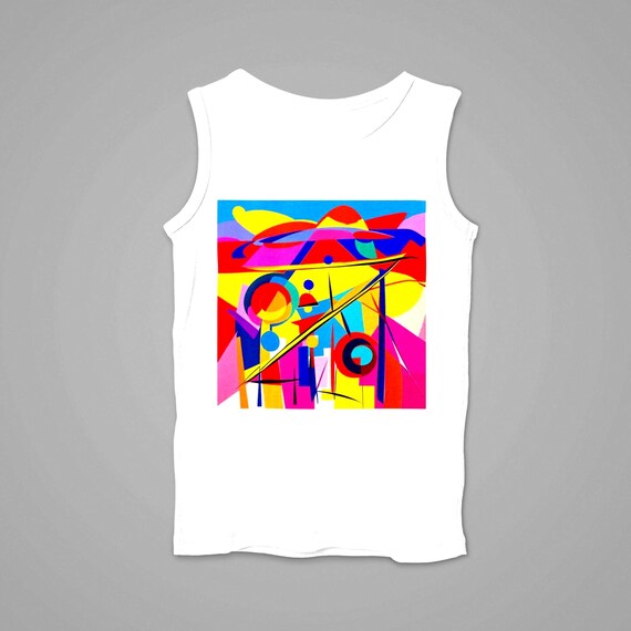 k#315 - Unisex tank top for summer & yoga – trendy graphic print in bright colors