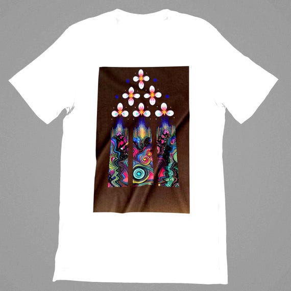 K#103 - Unisex T-Shirt with Retro Floral Pattern – Trendy Gift Shirt for Him & Her