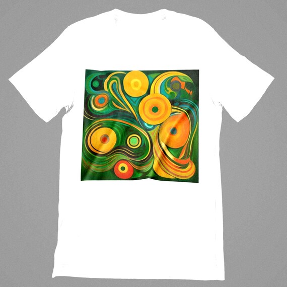 K#186 - Unisex Shirt with Retro Night Print – Stylish T-shirt in yellow-olive for women and men | Club & Streetwear 2025