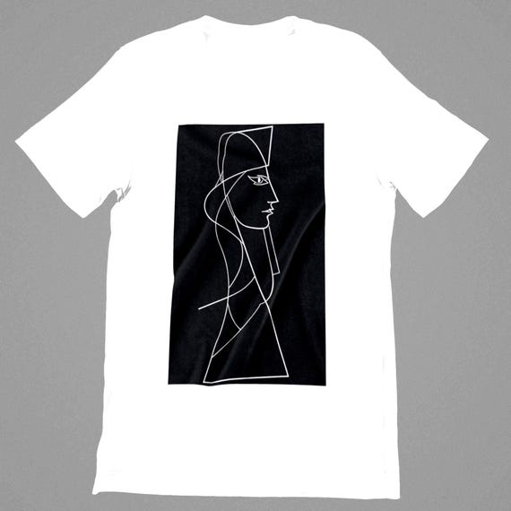 K#136 - Minimalist Line Art T-Shirt | Modern Art Shirt for Women | Black and White Design