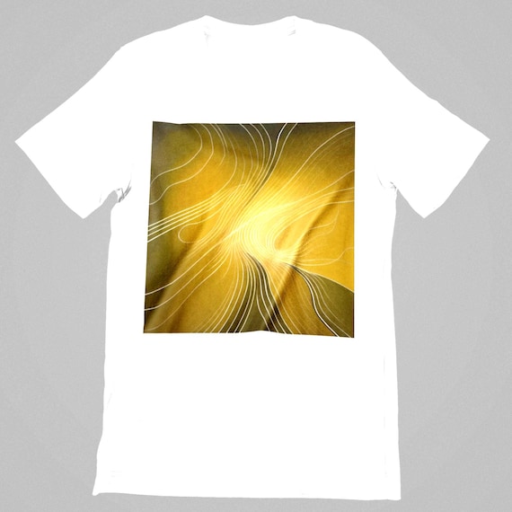 K#203 - Unisex T-Shirt with yellow wave pattern – Oversized streetwear shirt for women & men