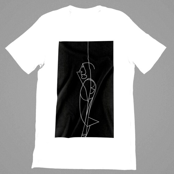 K#122 - Minimalist Line Art T-Shirt | Abstract Female Figure | Black and White Design
