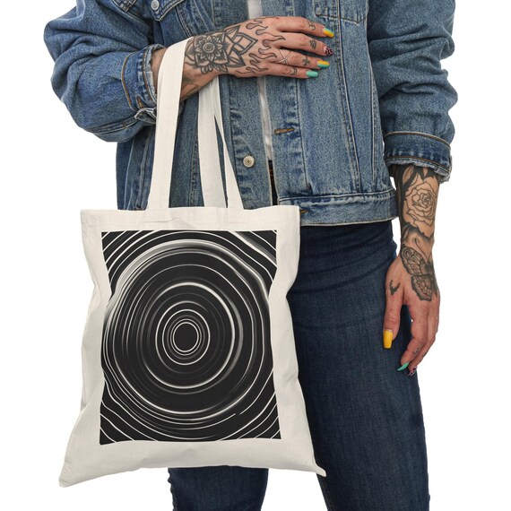 Minimalist Tote Bag – Abstract Circle Art in Black and White