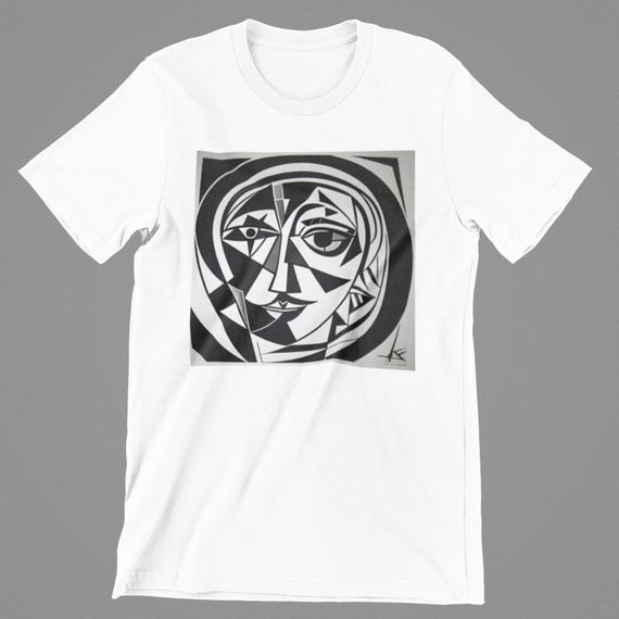 K#116 - Unisex Art T-Shirt | Abstract graphic in cubist style | Oversized shirt with print