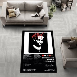 Alfombra de portada de álbum Playboi Carti, alfombra de portada de álbum, alfombra de portada de álbum rojo Whole Lotta, alfombra interior, alfombras de área, póster de portada de álbum, alfombras de sala de estar