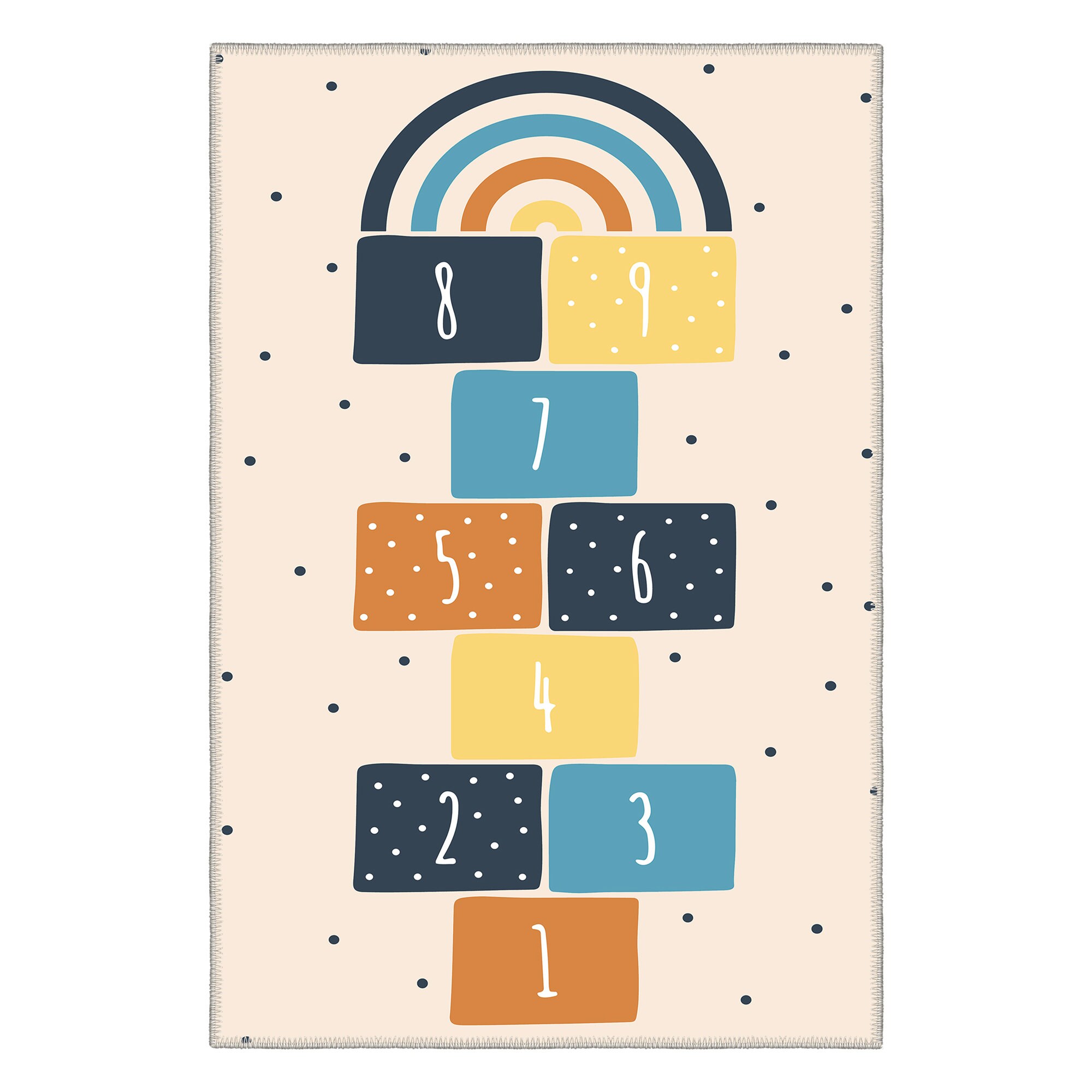Tappeto Gioco Hopscotch Per Bambini 100x200 Cm - Lavabile, Antiscivolo, Grigio - Per Cameretta E Sala Giochi