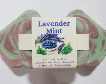 Lavender Mint Handmade Natural Organic Soap Bars Vegan Essential Oil Naturally Scented Nourishing Sensitive Skin Moisturizing Healthy