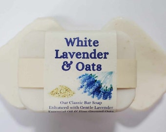 White Lavender & Oats Handmade Natural Organic Soap Bars Vegan Essential Oil Naturally Scented Nourishing Sensitive Skin Moisturizing Health