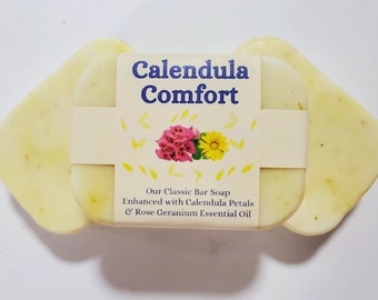 Calendula Comfort Handmade Natural Organic Soap Bars Vegan Essential Oil Naturally Scented Nourishing Sensitive Skin Moisturizing Healthy