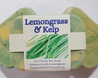 Lemongrass & Kelp Handmade Natural Organic Soap Bars Vegan Essential Oil Naturally Scented Nourishing Sensitive Skin Moisturizing Healthy