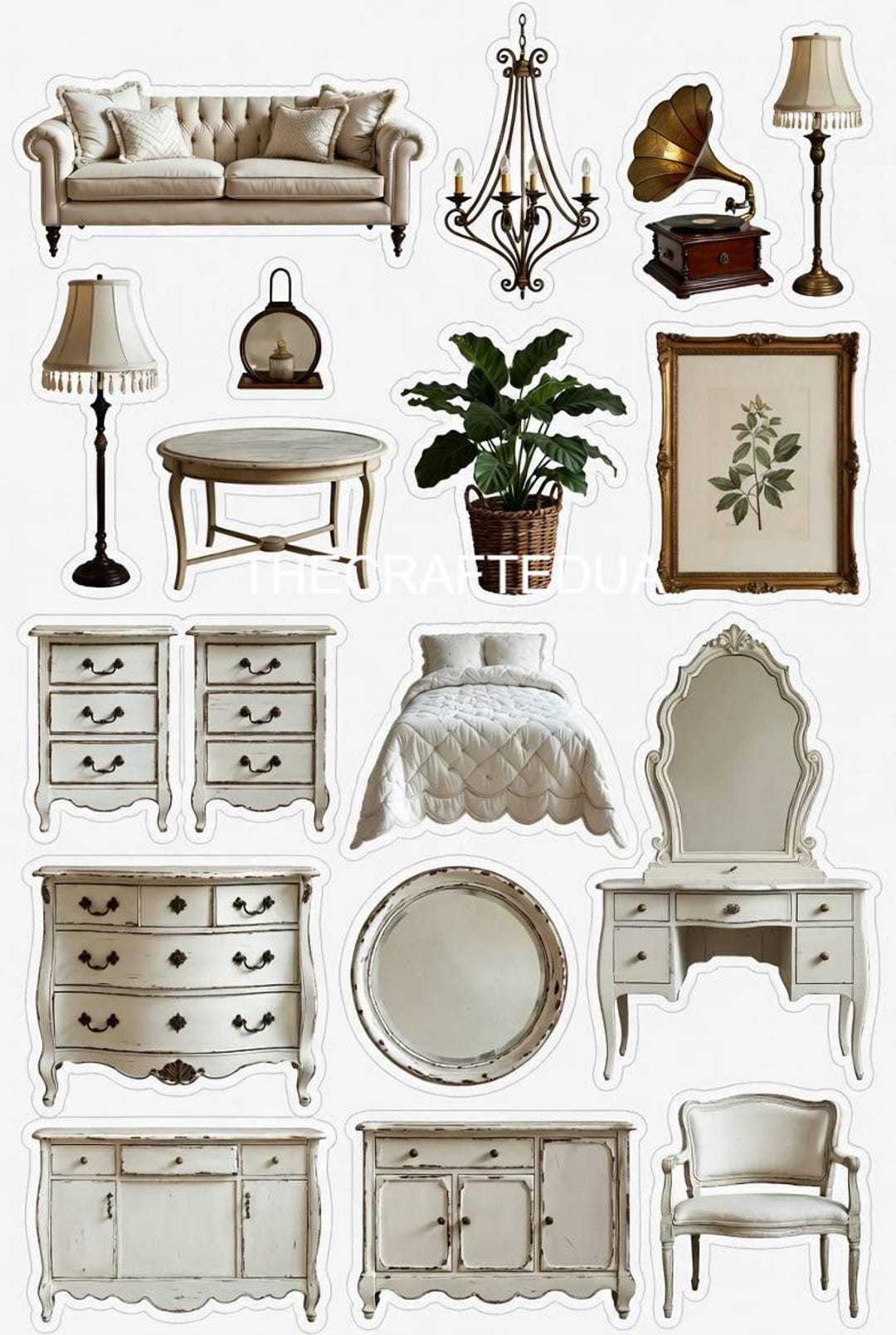 Cozy Home Decor Sticker Bundle | Vintage Interior Design (digital ...