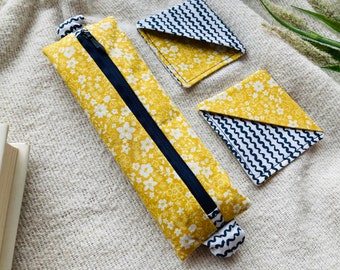 Bundle Pencil Case & Bookmark/Coaster / Handmade /Upcycled/ Valentine's Day Gift /Gift For Her/Him