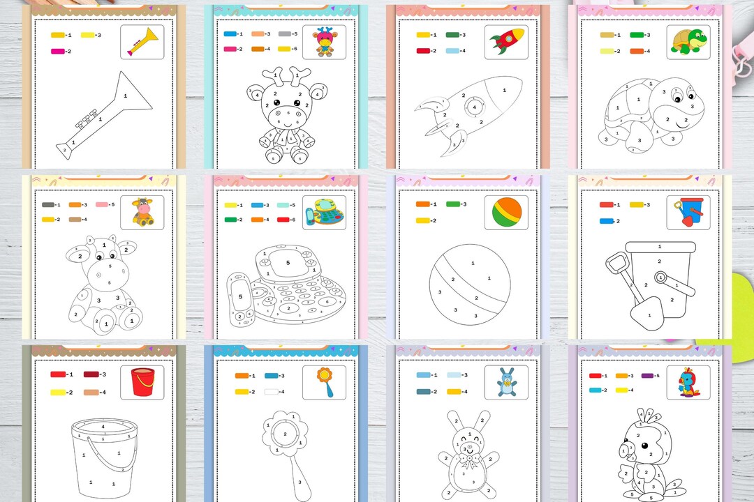 Color by Number Book | Printable Coloring Pages for Kids Adults | Fun ...