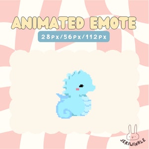 Geanimeerde emote schattig zeepaardje - emote voor streaming - grappige tekenfilm-emote - schattige geanimeerde twitch-emote - aquarium-emote