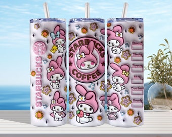 3D Cartoon Tumbler Png, Kawajj Kitty Tumbler Wrap, 20oz Straight Skinny Wrap, Pink Kitty, Pink Cat Tumbler Wrap, Digital Instant Download