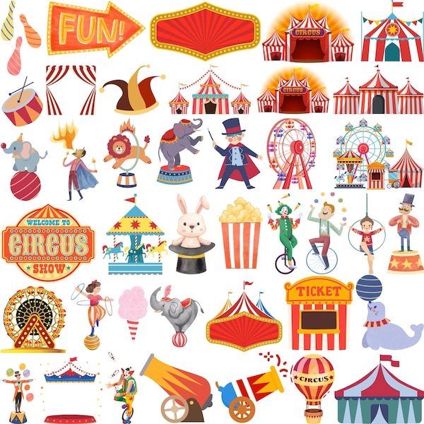 Circus SVG Bundle, Circus Birthday, Carnival Svg, Circus Cut Files For Cricut, Circus Clipart, Circus Tent Clipart, Circus set,