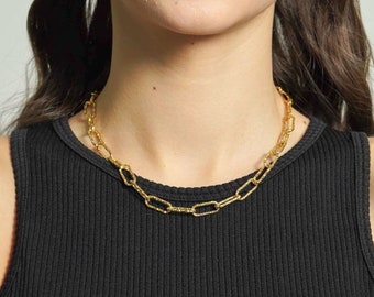 U Link Chain Necklace •Gold Choker • Gold Chain Necklace • Paperclip Chain Necklace • Dainty Choker • Cable Chain Necklace•Stacking Necklace