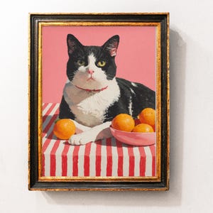 Funny Black An White Cat Stripes Wall Art Print, Cute Cat Kitchen Poster, Kitchen Art Decor, Cat Room Wall Art, Kitten Home Decor Picture