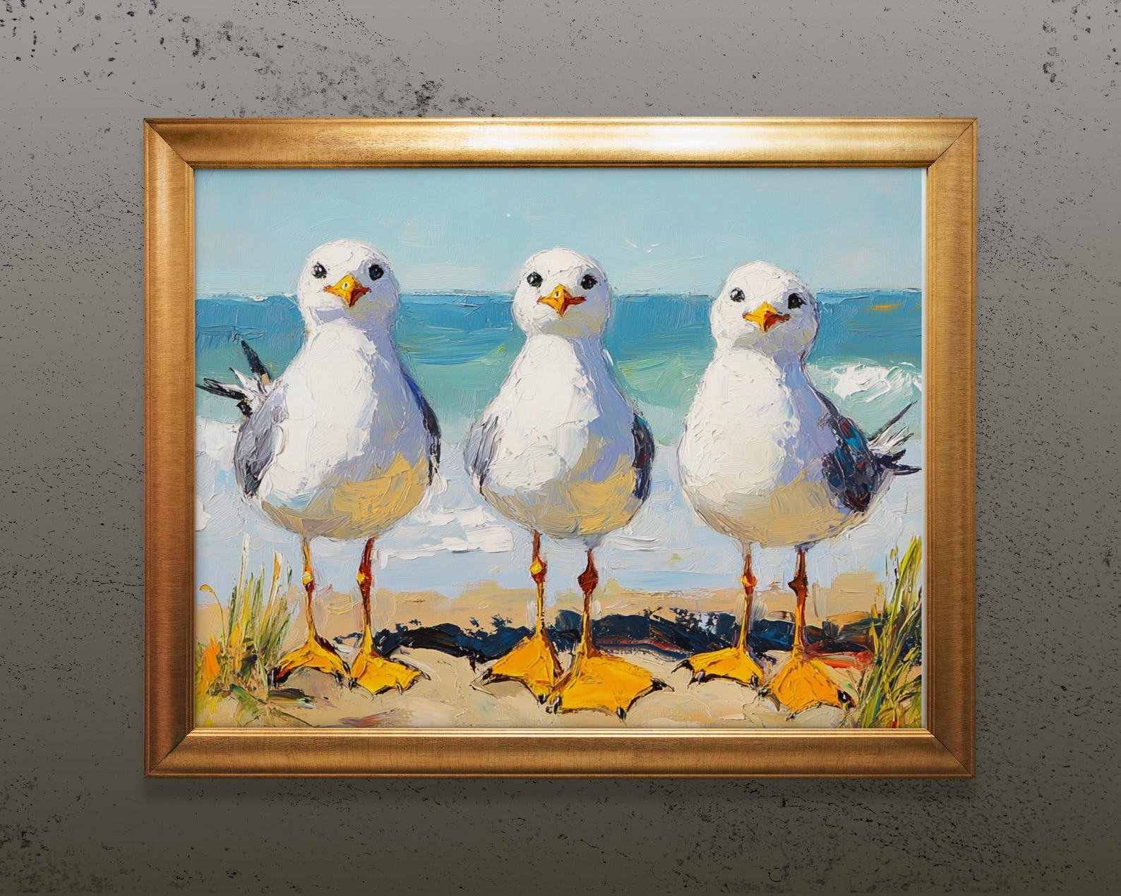 Seagulls at the Beach Wall Art, Animals on the Beach Decoration ...