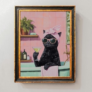 Lustiges schwarze Katze Badezimmer Poster, lustiges Badezimmer Tier Poster, schwarze Katze Wandkunst, lustiges Katzen Poster, Badezimmer Wandkunst, Bade Poster,