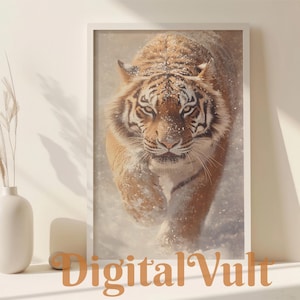 Tiger in Winter Print - Maximalist Wall Decor - Tiger Print - Tiger Wall Art - Jungle Wall Decor - Tiger Living Room Decor