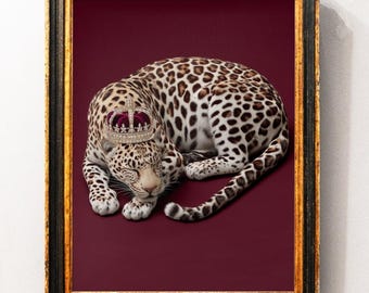 Vibrant Sleeping Leopard Wall Art - Modern Cheetah Poster for Stylish Animal Decor