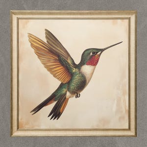 Hummingbird Art print, Vintage Bird Home decor Art Print, Antique Bird Illustration, Neutral Minimalist Bird Decor Printable