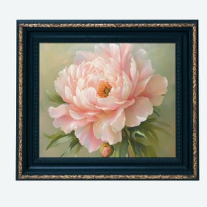 Pink Peony Oil Painting Print, Modern Floral Wall Art, Summer Flowers Decor, Digital Download, Cottagecore and Farmhouse Style