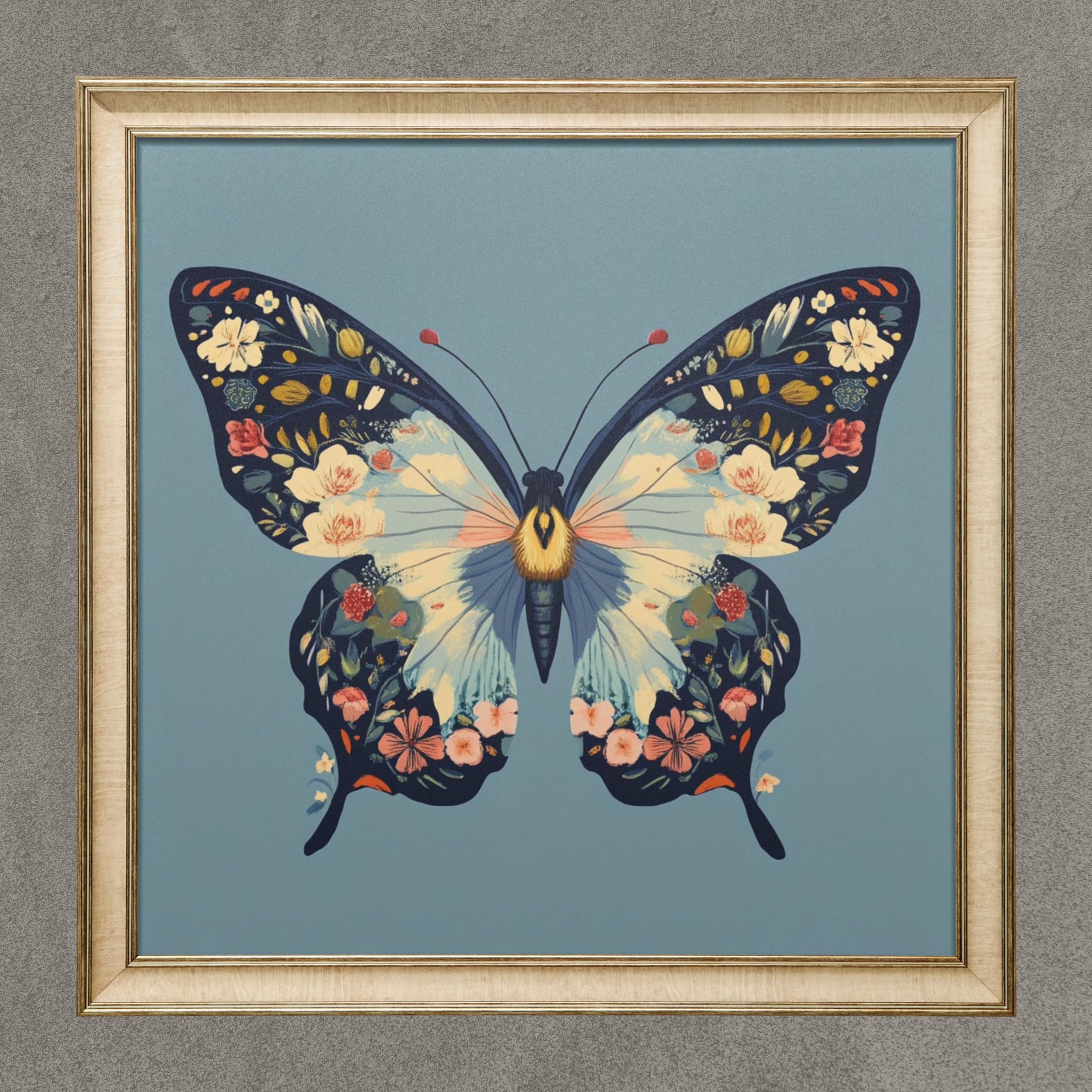Boho floral butterfly Wall Art print, moody moth wall decor, butterfly printable, boho floral woodland moth cottagecore wall art, Moth decor