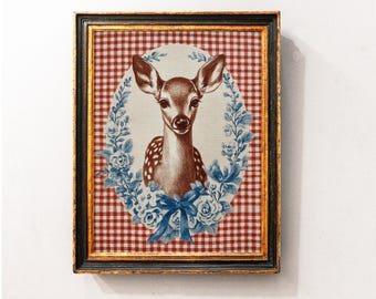 Arte de pared vintage navideño con rayas rojas y renos, impresión rústica navideña, pintura de rayas navideñas, decoración invernal, descarga digital