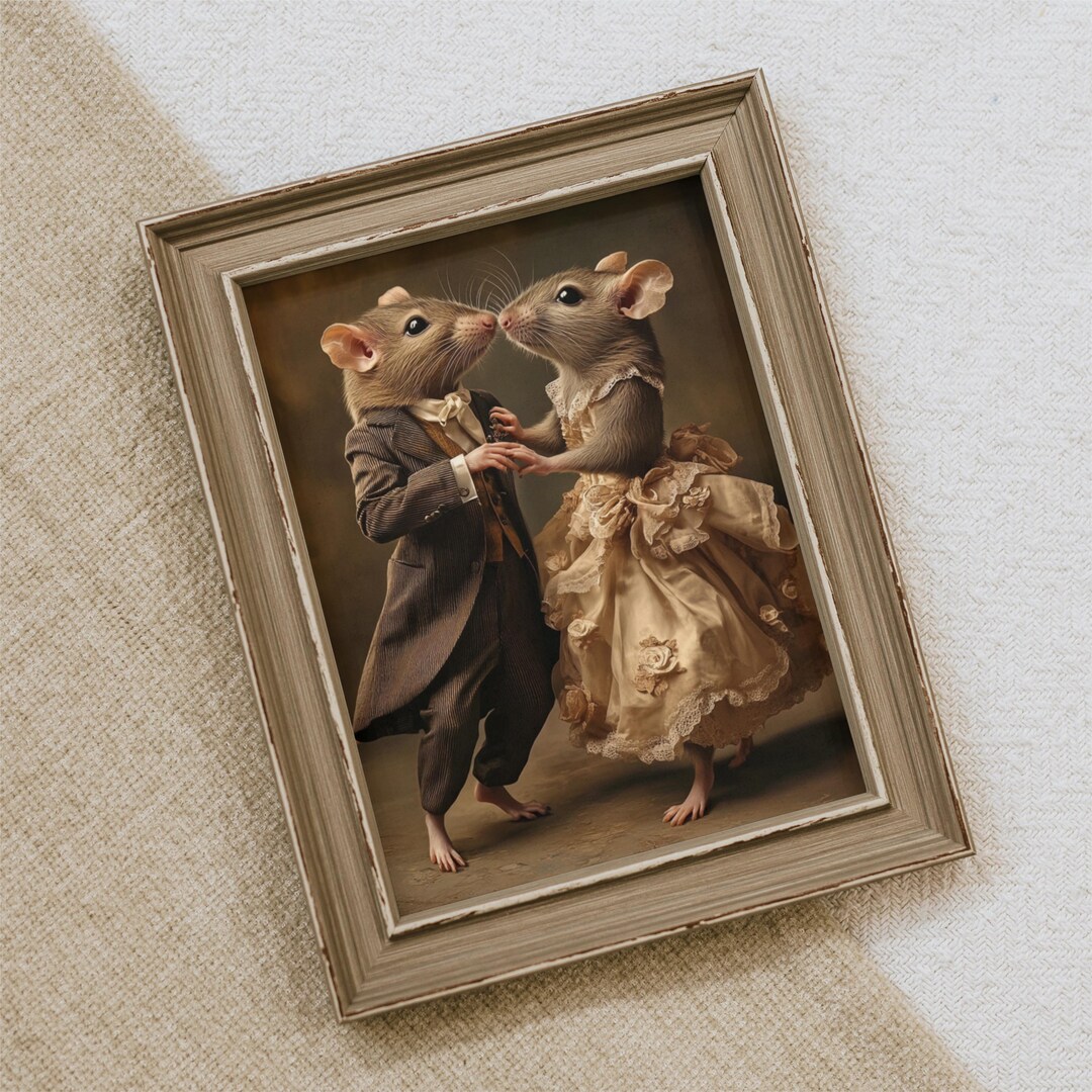 Renaissance Rats The Rats Dancing Print, Romantic Rats Vintage Wall Art Print ...
