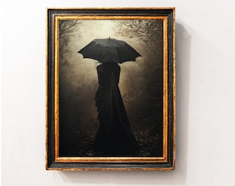 Victorian lady Halloween Wall Art Print, Moody Gothic Witch Art Print, Dark Academia Decor, Spooky Halloween Home Decor, Halloween Aesthetic