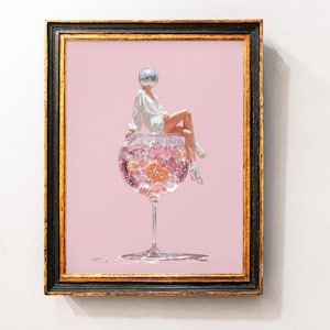 Impresión de arte de pared de chica de discoteca con cóctel retro Impresión de discoteca de moda Arte de bar moderno Póster de fiesta de moda Póster de discoteca de los 90 Arte de pared de martini retro