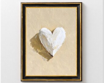 Decoración para el hogar con corazones de amor, arte mural vintage romántico blanco, pintura moderna para el Día de San Valentín, decoración para el dormitorio de parejas, descarga digital.