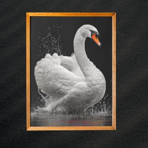 White Swan Art Print, Swan Wall Art Painting, Vintage Swan Artwork, Girls wall art, Animal Vintage Style Print Wall Art, Girl Nursery Decor,