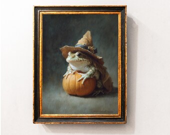 Vintage Witch Frog Print: Gothic Halloween Wall Art (Digital Download)