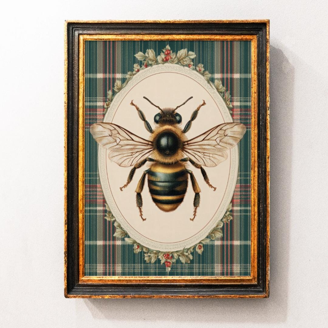 Rustic Bee Design Bee Vintage Art Print | Insect Printable| Rustic Bees Decor |bumblebee ...
