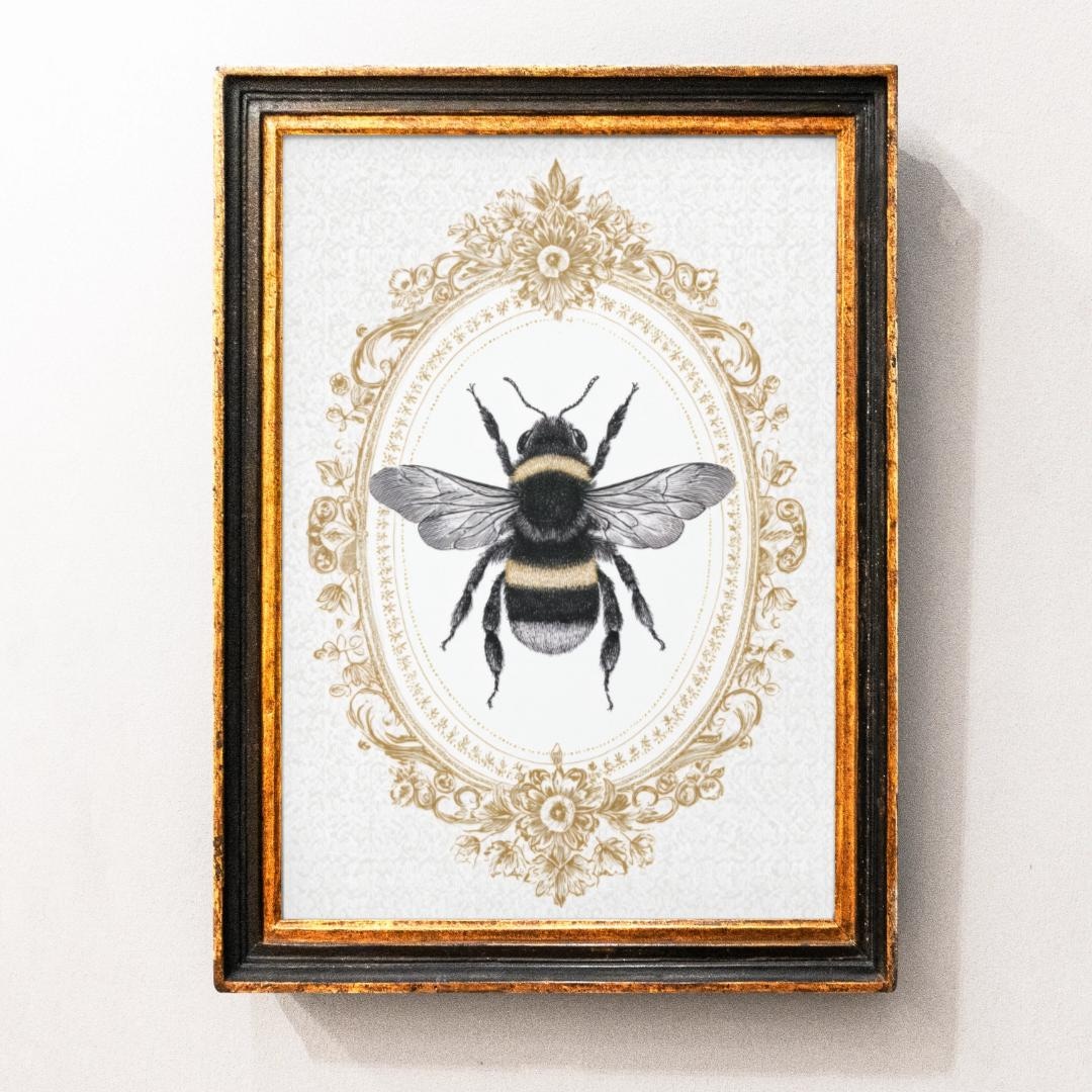 Rustic Bee Design Vintage Bee Art Print, Cottagecore Insect Printable, Rustic Bees Decor ...