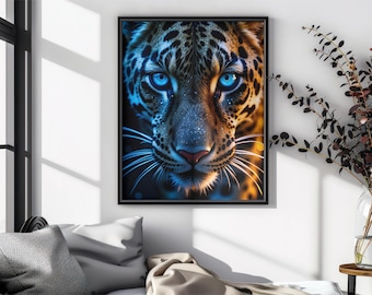 Vibrant  Leopard Wall Art Print, Leopard Cheetah Print, Trendy Animal Print Poster Trendy, minimalist wildlife Drecor, Digital artwork