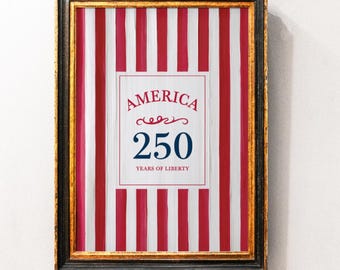 Lámina artística estadounidense del 4 de julio, lámina patriótica de EE. UU., decoración del 4 de julio, decoración vintage para el hogar del Día de la Independencia de EE. UU.