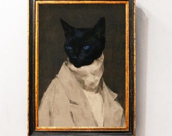 Black Cat Wall Art Print, Cute Cat Kitchen Poster, Digital Download, Cat Room Decor, Kitten Home Art, Trendy Black Cat Poster, Digital File
