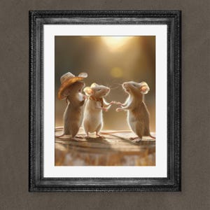 Vintage Rats Wall Art Print, Cute Gossiping Rats Painting, Renaissance Animal Decor, Weird Antique Rat Illustration for Home