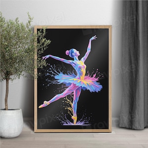 Balarina printable  wall decor, Colorful Ballerina Nursery Decor, Ballet Dancer Painting, Ballerina artwork, PRINTABLE Girl Wall Art
