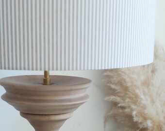 White and beige striped drum lampshade, cozy and country chic