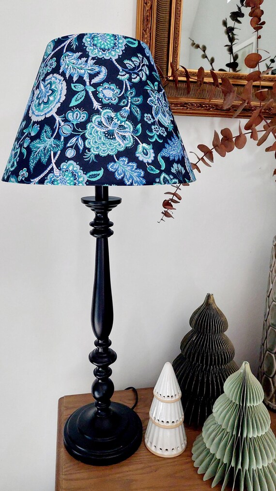 Abat-jour Conique Liberty Tanalawn Blue - Lampe Et Abat-jour Bleu Fait Main