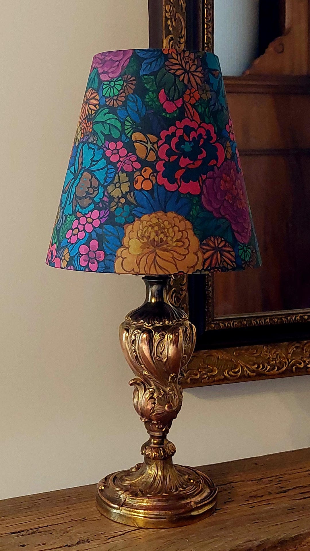Abat-jour Conique Multicolore Liberty Tanalawn Avec Lampe - Fait Main