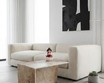 Handmade Travertine Coffee Table: Natural Stone Accent Table
