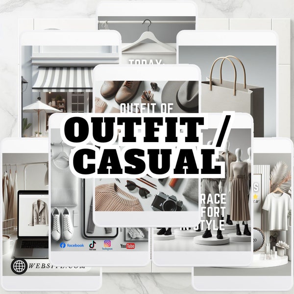Outfit Visual Toolkit/ Images/ Outfit Graphic Template/ Casual Clothes/ Background/ Mockup/ TikTok, Instagram, Facebook, Whatsapp Template