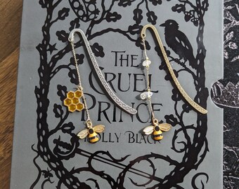 Bee and Honeycomb Enamel Bookmark, Book Lover Gift